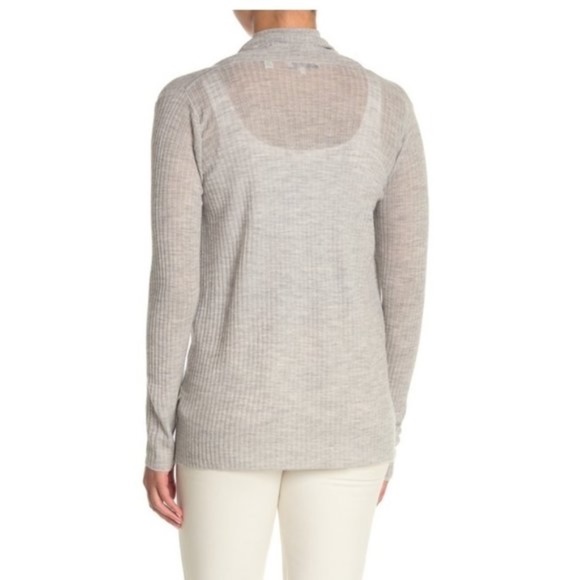 Vince Ribbed Open Front Wool Blend Cardigan - Picture 2 of 9